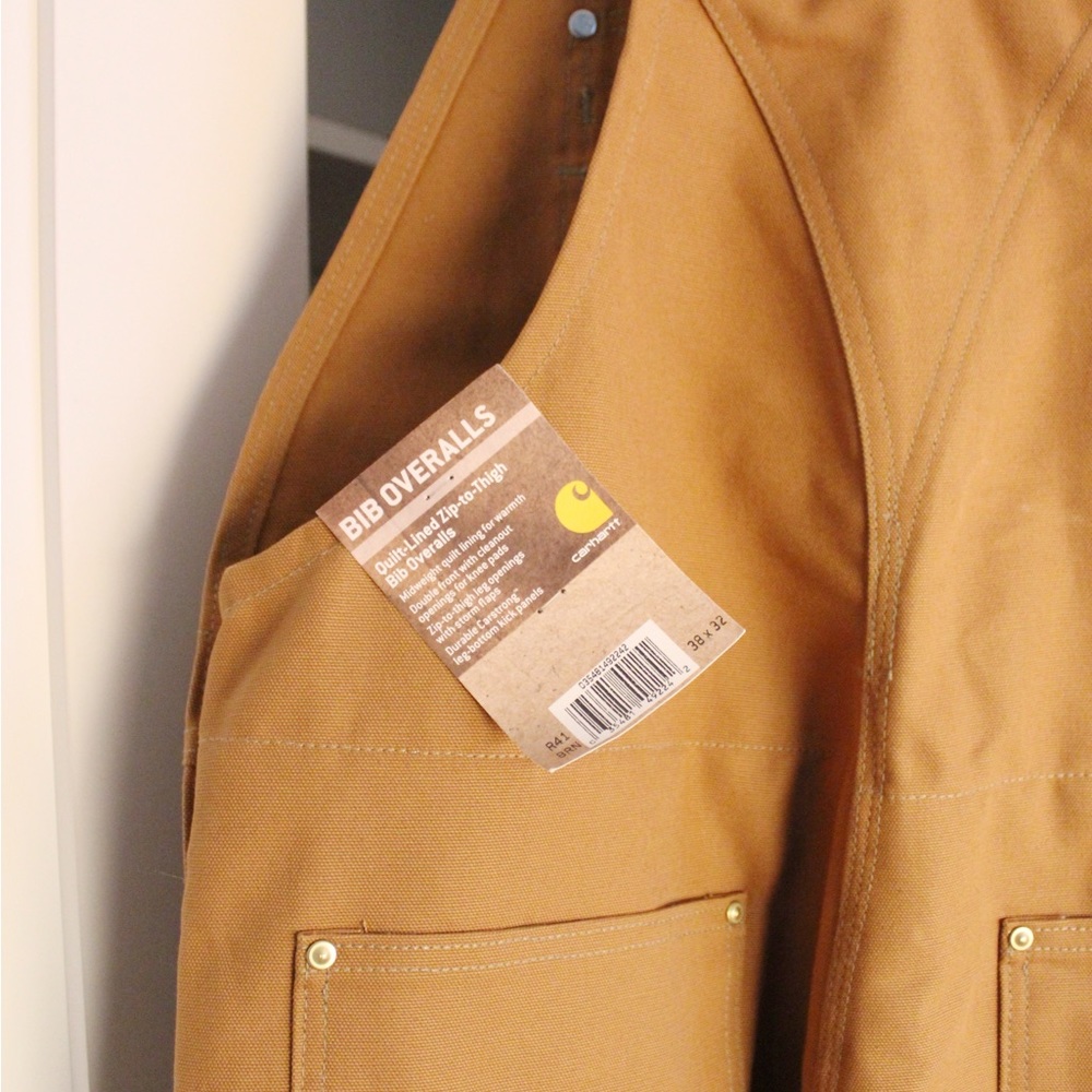Carhartt R41 Quilt-Lined Zip-To-Thigh Duck Bib Overalls in Brown NWT Size 38X32 - Picture 11 of 12